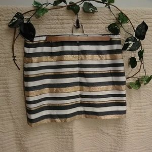 J.Crew Striped Gold Metallic & Blue White Mini- 12